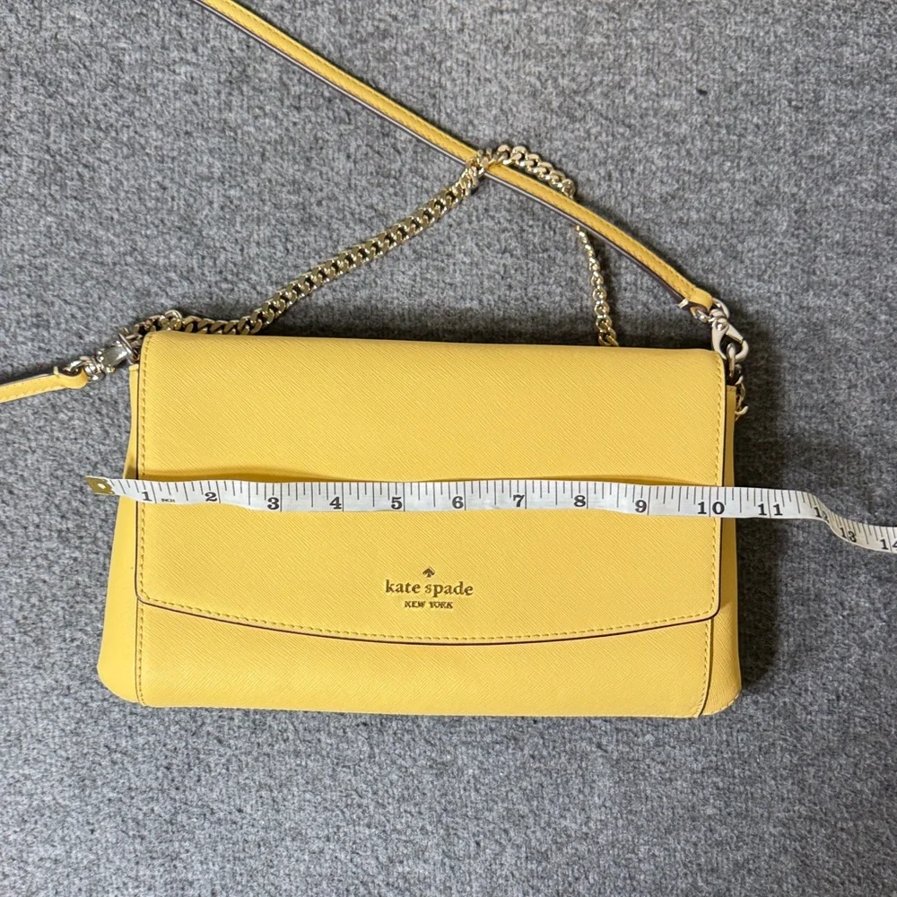 Kate Spade New York Yellow Saffiano Leather Crossbody Bag with Chain‎ Strap
